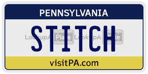 STITCH license plate in Pennsylvania