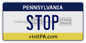 STOP license plate in Pennsylvania