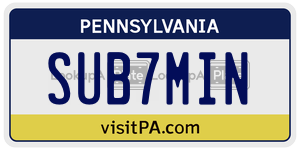 SUB7MIN  license plate in PA