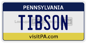 TIBSON  license plate in PA