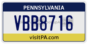 VBB8716  license plate in PA