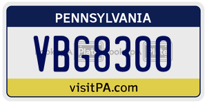 VBG8300 license plate in Pennsylvania