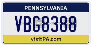 VBG8388 license plate in Pennsylvania
