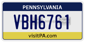 VBH6761  license plate in PA