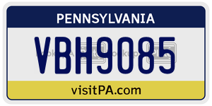 VBH9085  license plate in PA
