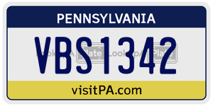 VBS1342  license plate in PA