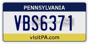 VBS6371  license plate in PA
