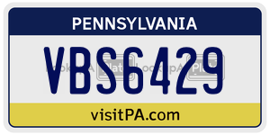 VBS6429  license plate in PA