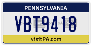 VBT9418  license plate in PA