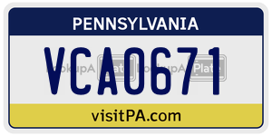 VCA0671  license plate in PA