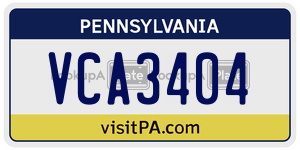 VCA3404  license plate in PA