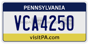 VCA4250  license plate in PA