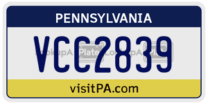 VCC2839  license plate in PA