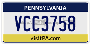 VCC3758  license plate in PA