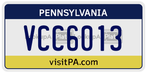 VCC6013  license plate in PA