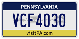VCF4030  license plate in PA