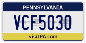 VCF5030  license plate in PA