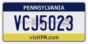 VCJ5023  license plate in PA