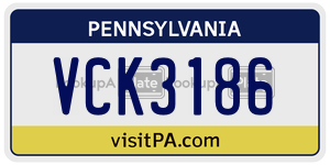 VCK3186 license plate in Pennsylvania