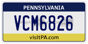 VCM6826  license plate in PA