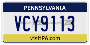 VCY9113  license plate in PA