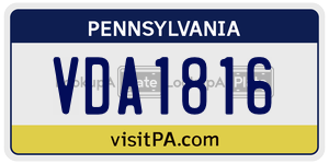 VDA1816  license plate in PA