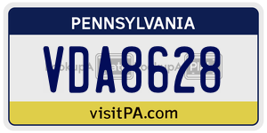 VDA8628  license plate in PA