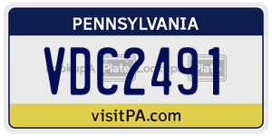 VDC2491  license plate in PA