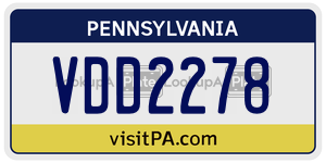 VDD2278  license plate in PA