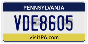 VDE8605  license plate in PA