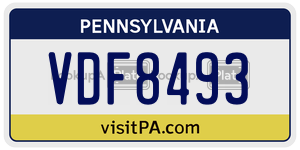 VDF8493  license plate in PA