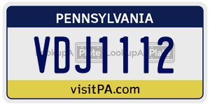 VDJ1112  license plate in PA
