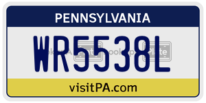WR5538L license plate in Pennsylvania