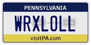 WRXLOLL  license plate in PA