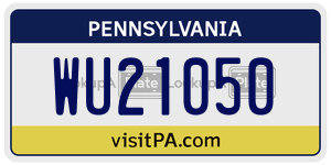 WU21050 license plate in Pennsylvania