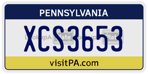 XCS3653 license plate in Pennsylvania