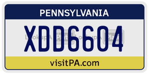 XDD6604 license plate in Pennsylvania