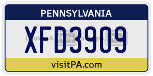 XFD3909  license plate in PA