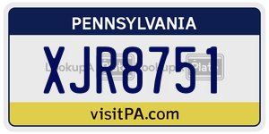 XJR8751 license plate in Pennsylvania