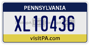 XL10436 license plate in Pennsylvania