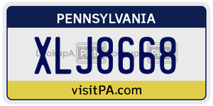 XLJ8668 license plate in Pennsylvania