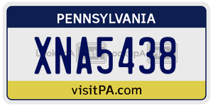 XNA5438 license plate in Pennsylvania