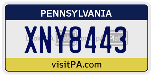 XNY8443 license plate in Pennsylvania