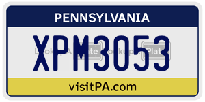 XPM3053 license plate in Pennsylvania