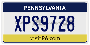XPS9728 license plate in Pennsylvania