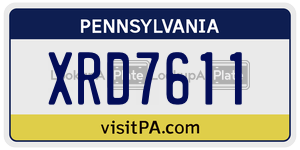 XRD7611 license plate in Pennsylvania