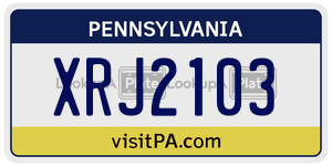 XRJ2103  license plate in PA