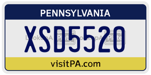 XSD5520 license plate in Pennsylvania