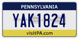 YAK1824 license plate in Pennsylvania