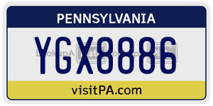 YGX8886 license plate in Pennsylvania